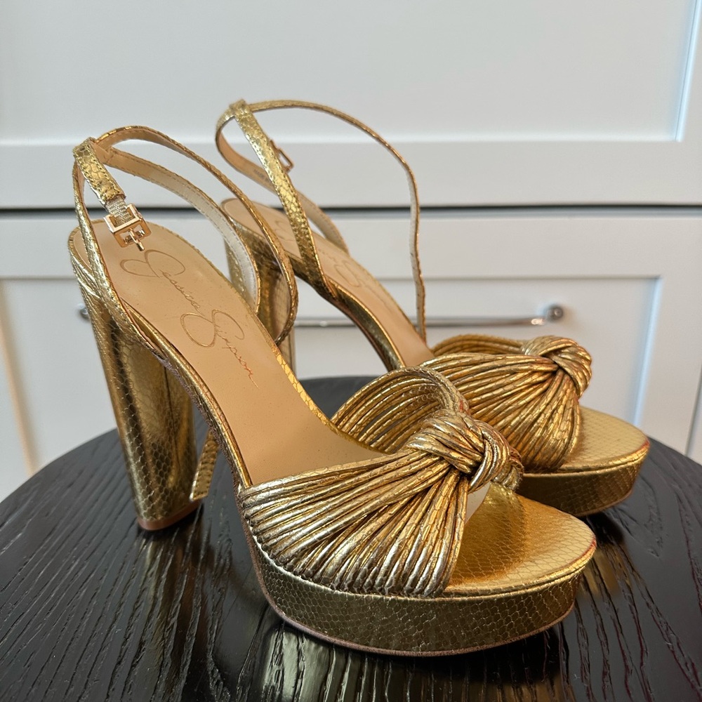Gold Platform Heels, Size 7.5